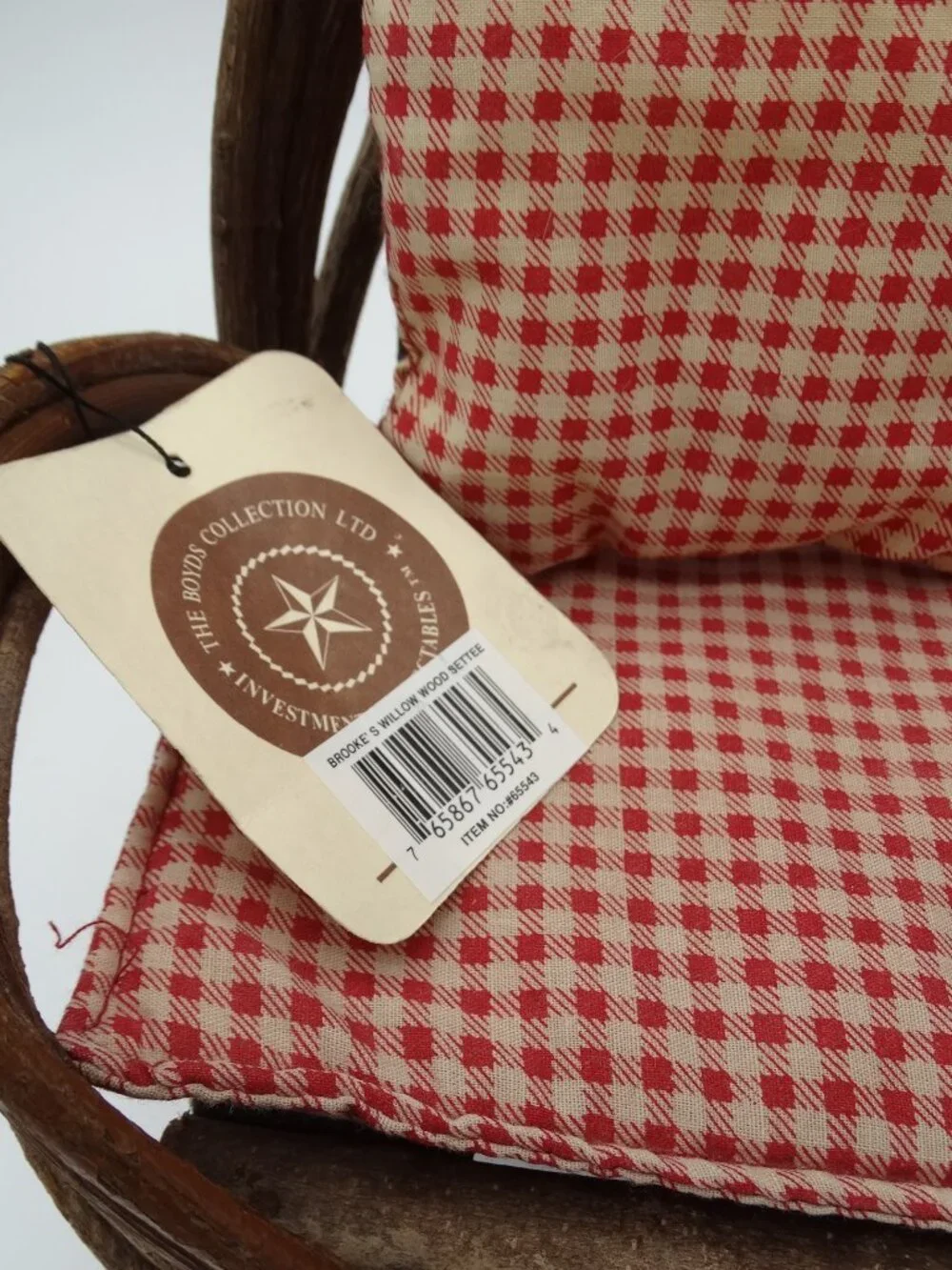Vintage Boyd's Bear Brook's Willow Wood Settee with Cushion Doll  Chair Bench
